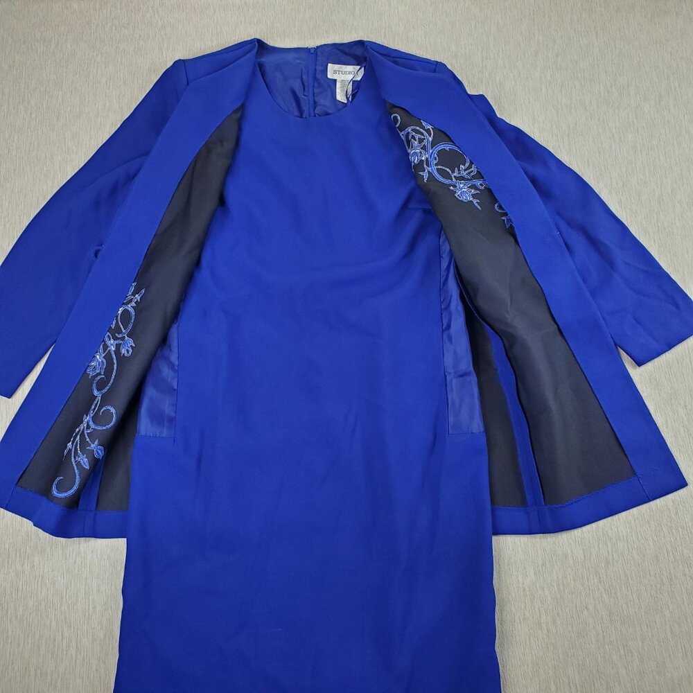 Studio one Blue Embroidered Dress And Jacket One Piece Dress Size 12 - Picture 5 of 12